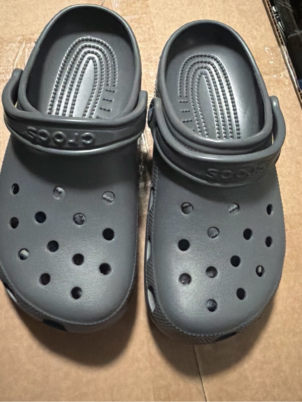 Crocs Gray Slip On Sandals Strap Sz 7 Men . Women Sz 9